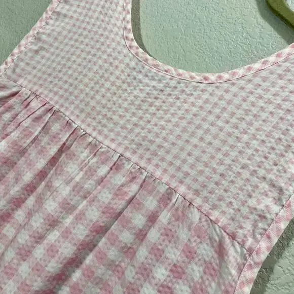 Vintage 1980s Blair Pink & White Gingham Sleeveless House Dress Womens Large - Picture 6 of 10